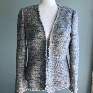 Rebecca Taylor Tweed Fringe Trim Jacket Blazer
